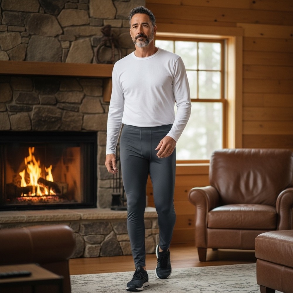 Climatesmart Mens Far Infrared Heavyweight Baselayer Leggings‎ Gray Large L